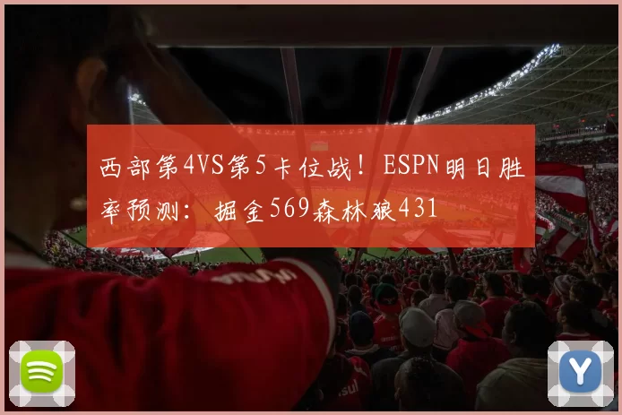西部第4VS第5卡位战!ESPN明日胜率预测:掘金569森林狼431